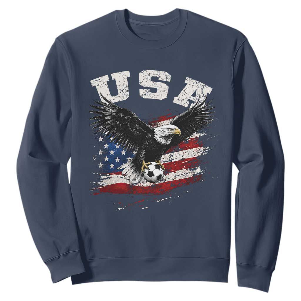 USA Soccer Bald Eagle American Flag Vintage Sweatshirt TS14 Navy Print Your Wear