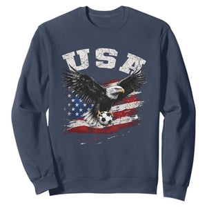 USA Soccer Bald Eagle American Flag Vintage Sweatshirt TS14 Navy Print Your Wear