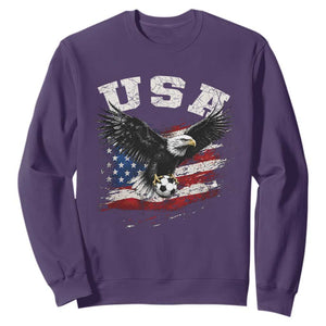 USA Soccer Bald Eagle American Flag Vintage Sweatshirt TS14 Purple Print Your Wear