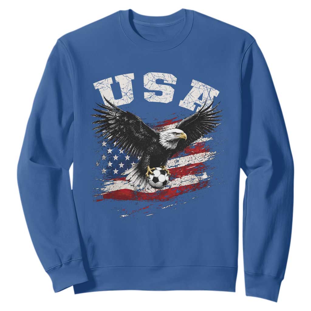 USA Soccer Bald Eagle American Flag Vintage Sweatshirt TS14 Royal Blue Print Your Wear