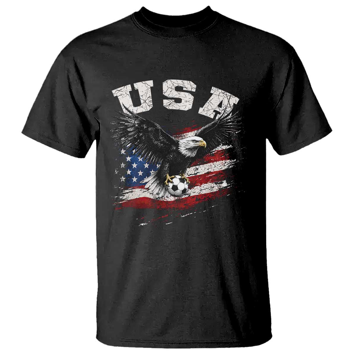 USA Soccer Bald Eagle American Flag Vintage T Shirt TS14 Black Print Your Wear