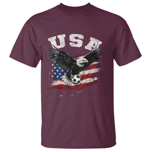 USA Soccer Bald Eagle American Flag Vintage T Shirt TS14 Maroon Print Your Wear