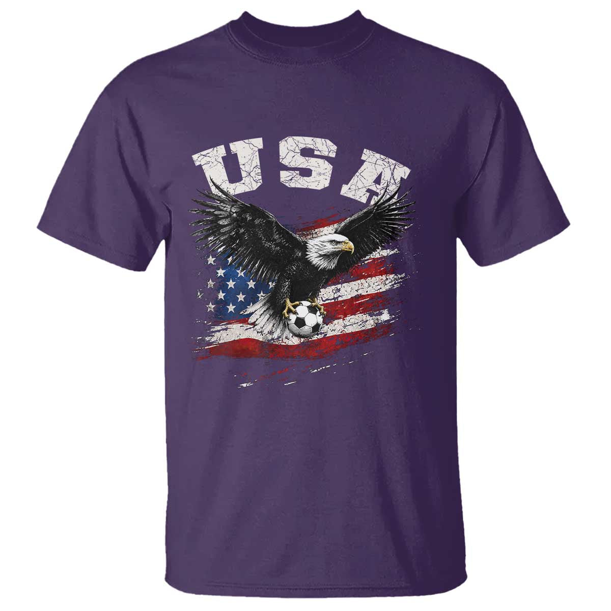 USA Soccer Bald Eagle American Flag Vintage T Shirt TS14 Purple Print Your Wear
