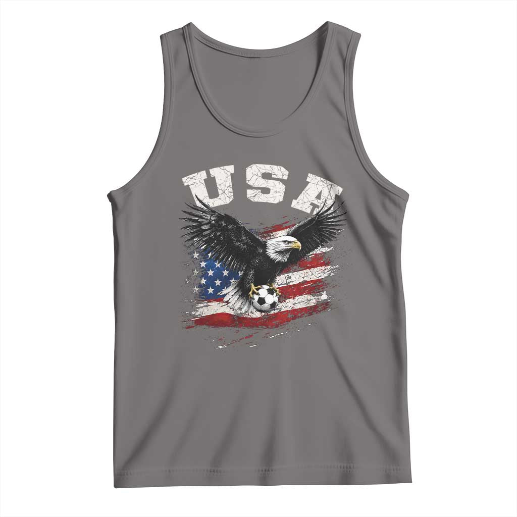 USA Soccer Bald Eagle American Flag Vintage Tank Top TS14 Deep Heather Print Your Wear