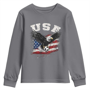 USA Soccer Bald Eagle American Flag Vintage Youth Sweatshirt TS14 Charcoal Print Your Wear