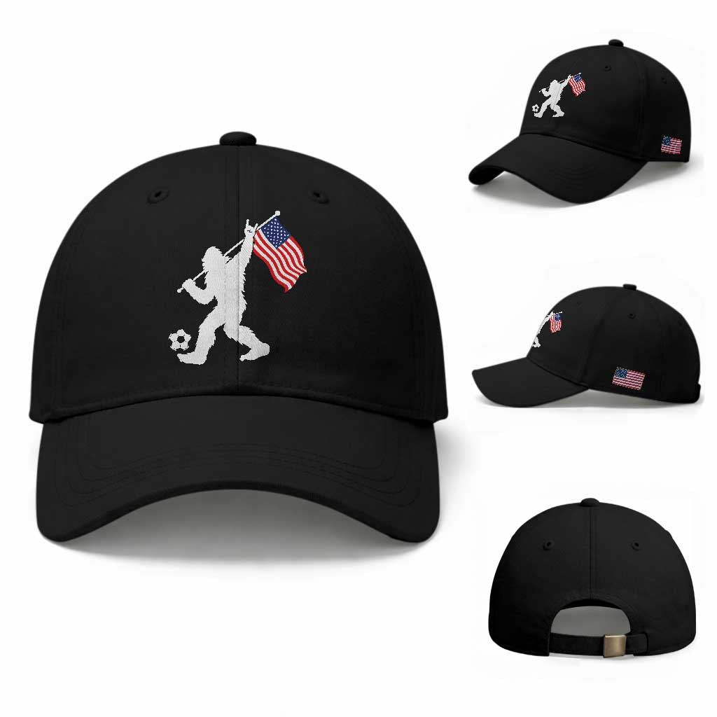 USA Soccer Bigfoot American Flag Fan Baseball Cap TS14 Baseball Cap Universal Fit Black Print Your Wear