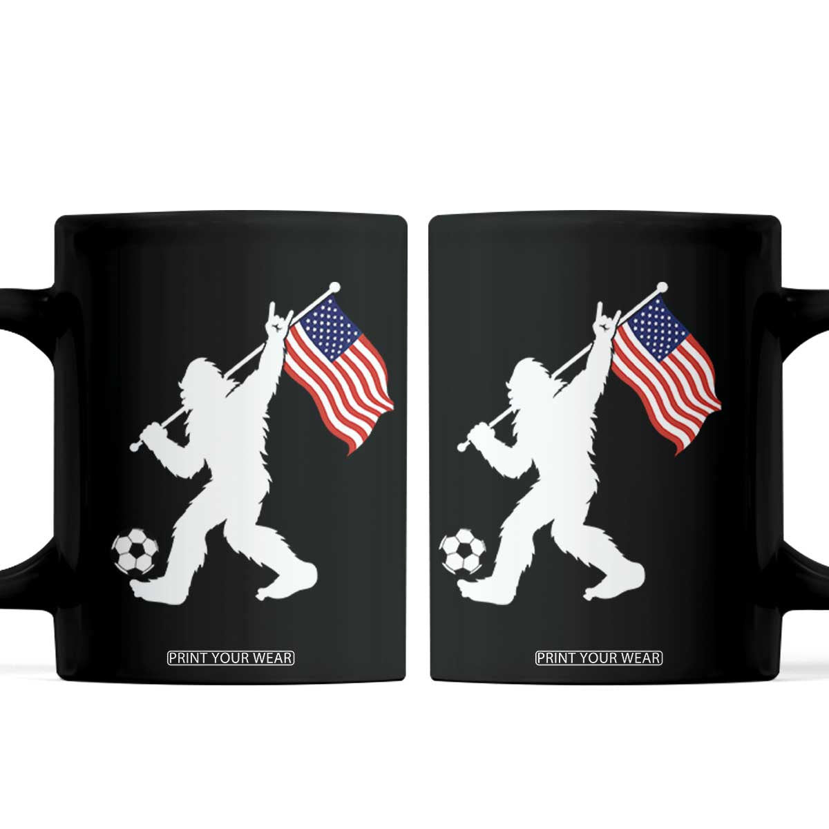 USA Soccer Bigfoot American Flag Fan Coffee Mug TS14 Black Print Your Wear