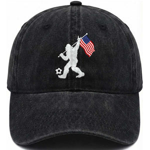 USA Soccer Bigfoot American Flag Fan Washed Cotton Baseball Cap TS14 Print Your Wear