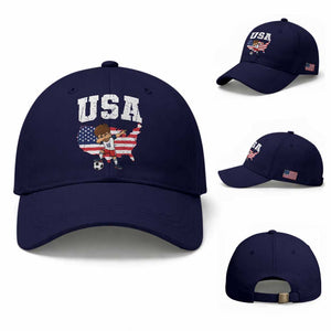 USA Soccer Dabbing Boy American Flag Fan Baseball Cap TS14 Baseball Cap Universal Fit Dark Blue Print Your Wear