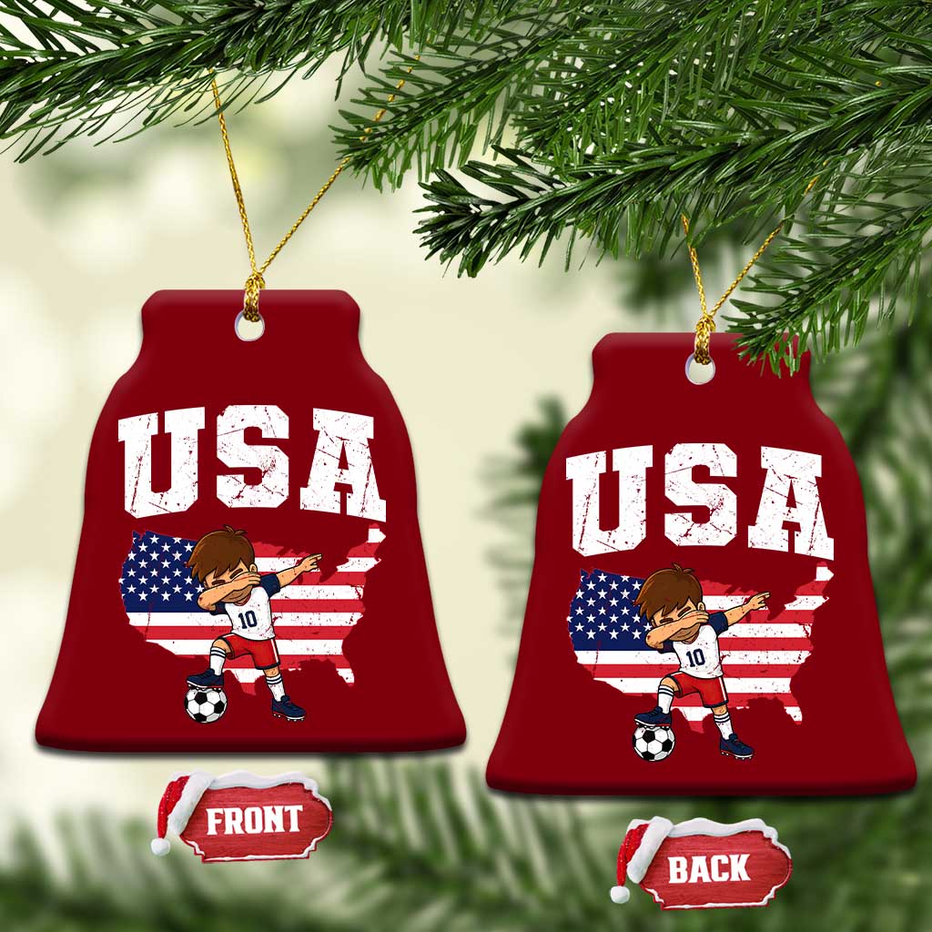 USA Soccer Dabbing Boy American Flag Fan Ceramic Ornament TS14 Print Your Wear