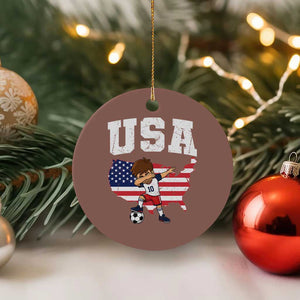 USA Soccer Dabbing Boy American Flag Fan Ceramic Ornament TS14 1pc Mocha Print Your Wear