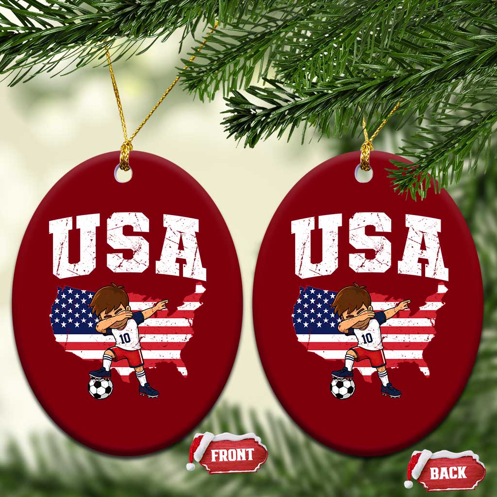 USA Soccer Dabbing Boy American Flag Fan Ceramic Ornament TS14 Print Your Wear
