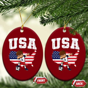 USA Soccer Dabbing Boy American Flag Fan Ceramic Ornament TS14 Print Your Wear