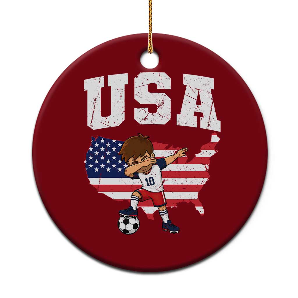 USA Soccer Dabbing Boy American Flag Fan Ceramic Ornament TS14 1pc Red Print Your Wear