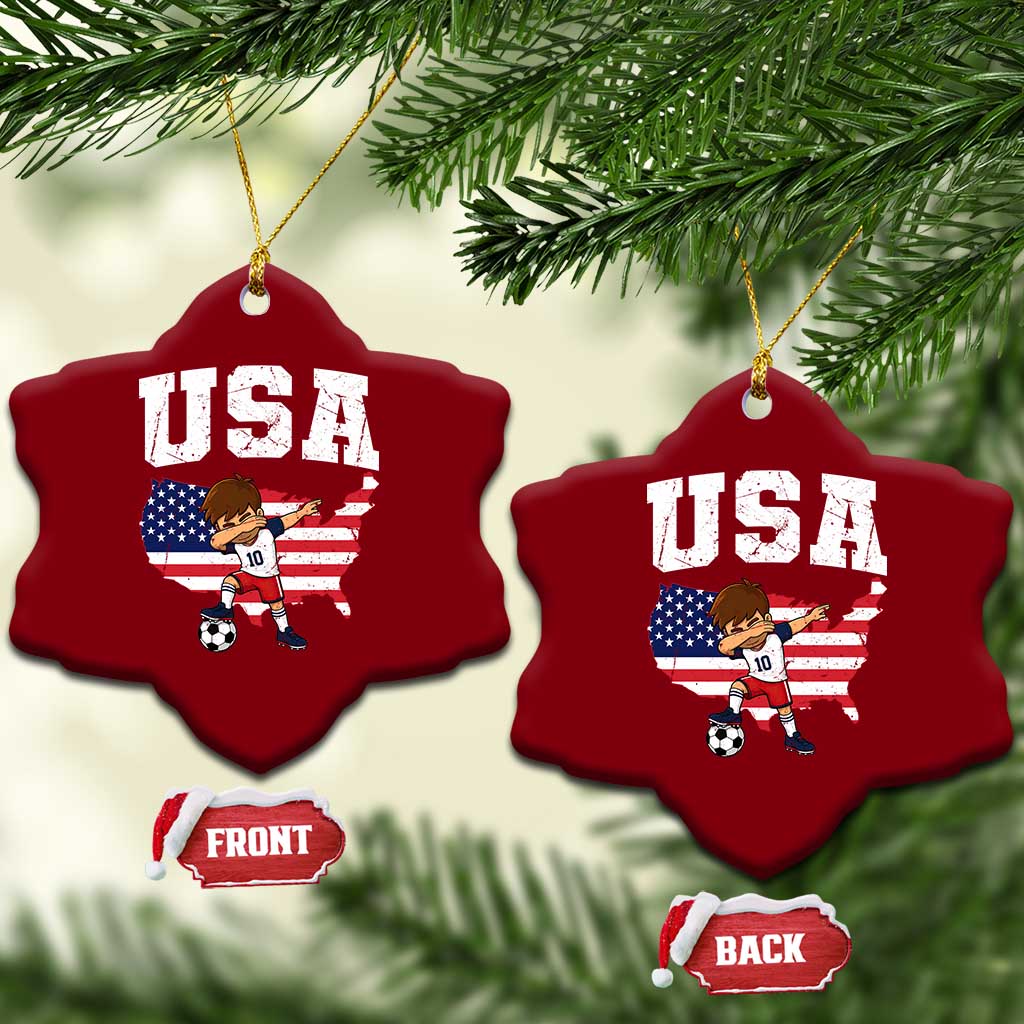 USA Soccer Dabbing Boy American Flag Fan Ceramic Ornament TS14 Print Your Wear