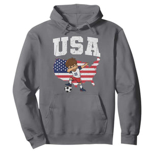 USA Soccer Dabbing Boy American Flag Fan Hoodie TS14 Charcoal Print Your Wear