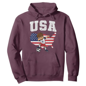 USA Soccer Dabbing Boy American Flag Fan Hoodie TS14 Maroon Print Your Wear