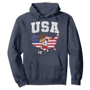 USA Soccer Dabbing Boy American Flag Fan Hoodie TS14 Navy Print Your Wear