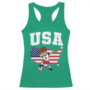USA Soccer Dabbing Boy American Flag Fan Racerback Tank Top TS14 Irish Green Print Your Wear
