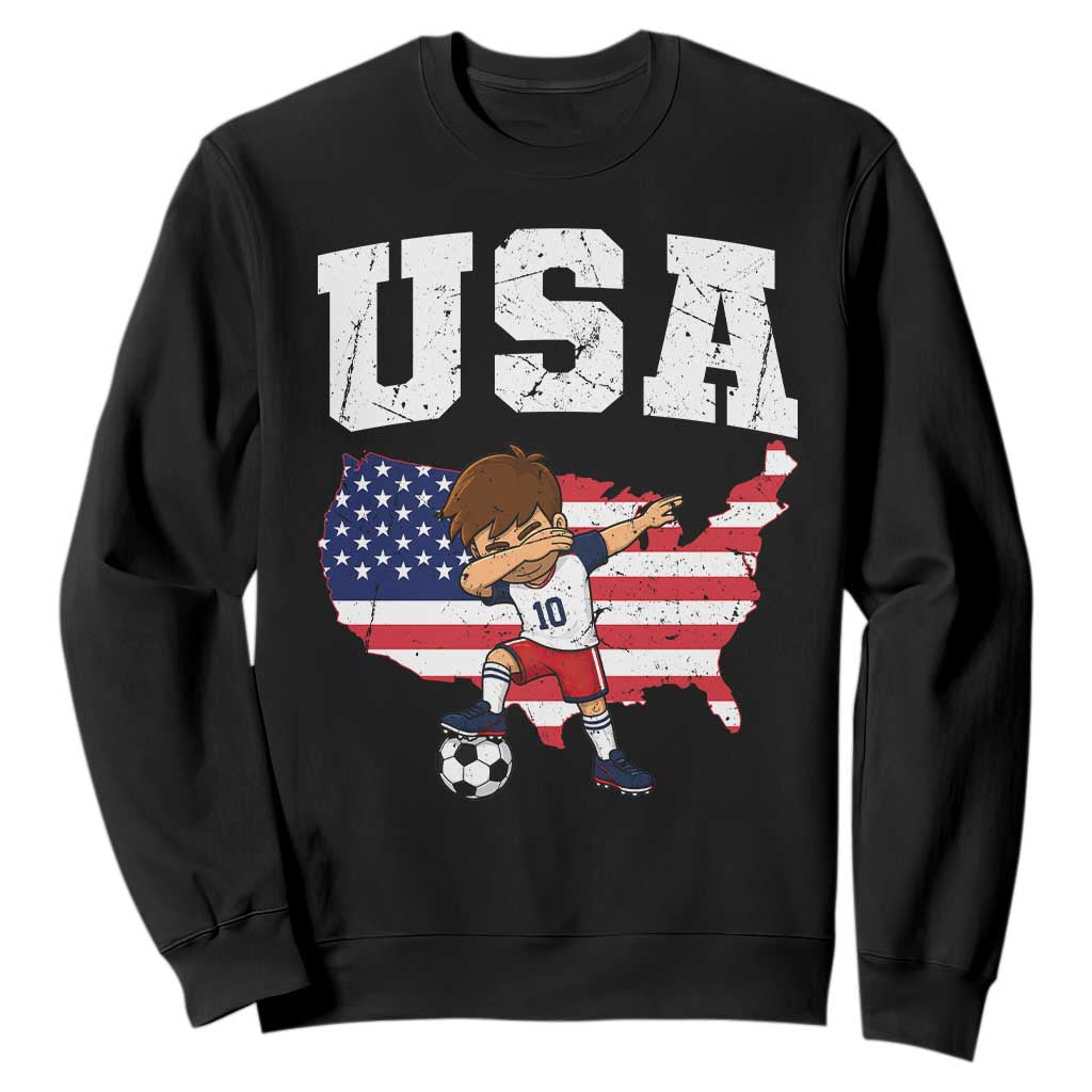 USA Soccer Dabbing Boy American Flag Fan Sweatshirt TS14 Black Print Your Wear