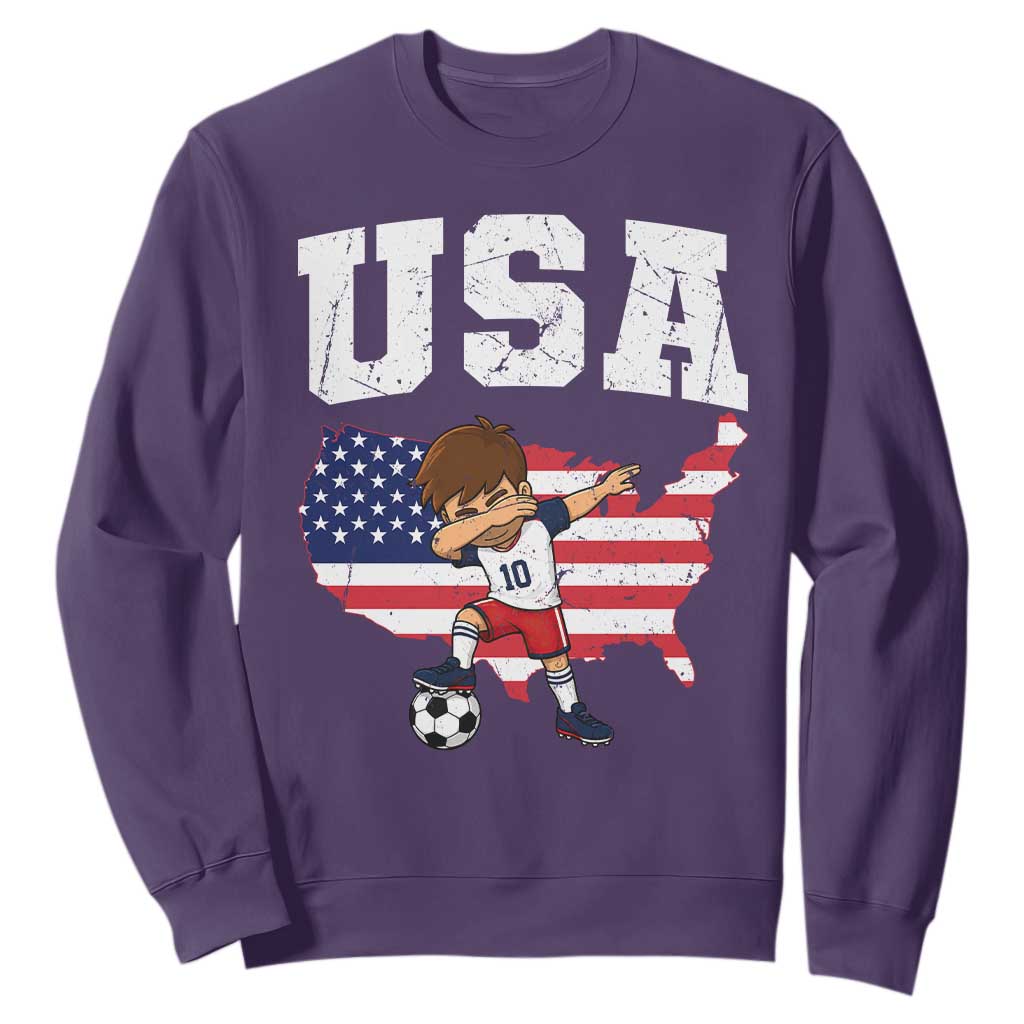 USA Soccer Dabbing Boy American Flag Fan Sweatshirt TS14 Purple Print Your Wear