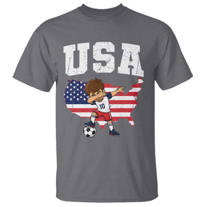 USA Soccer Dabbing Boy American Flag Fan T Shirt TS14 Charcoal Print Your Wear