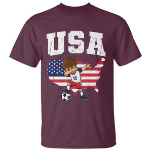 USA Soccer Dabbing Boy American Flag Fan T Shirt TS14 Maroon Print Your Wear