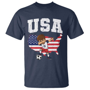 USA Soccer Dabbing Boy American Flag Fan T Shirt TS14 Navy Print Your Wear