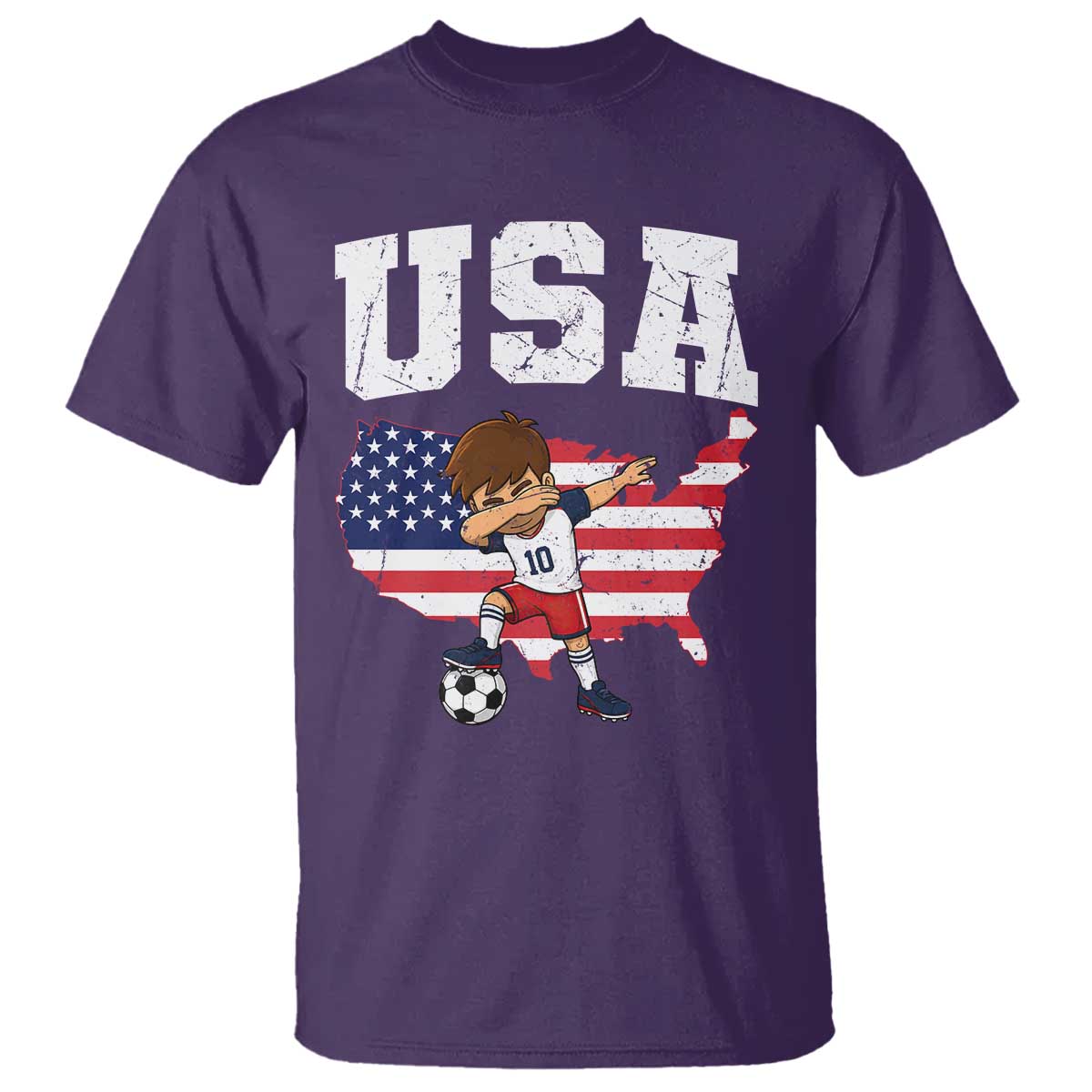 USA Soccer Dabbing Boy American Flag Fan T Shirt TS14 Purple Print Your Wear