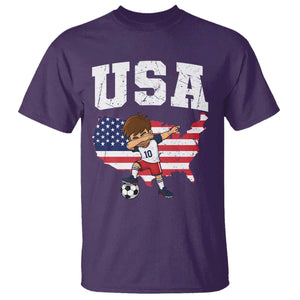USA Soccer Dabbing Boy American Flag Fan T Shirt TS14 Purple Print Your Wear