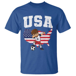 USA Soccer Dabbing Boy American Flag Fan T Shirt TS14 Royal Blue Print Your Wear