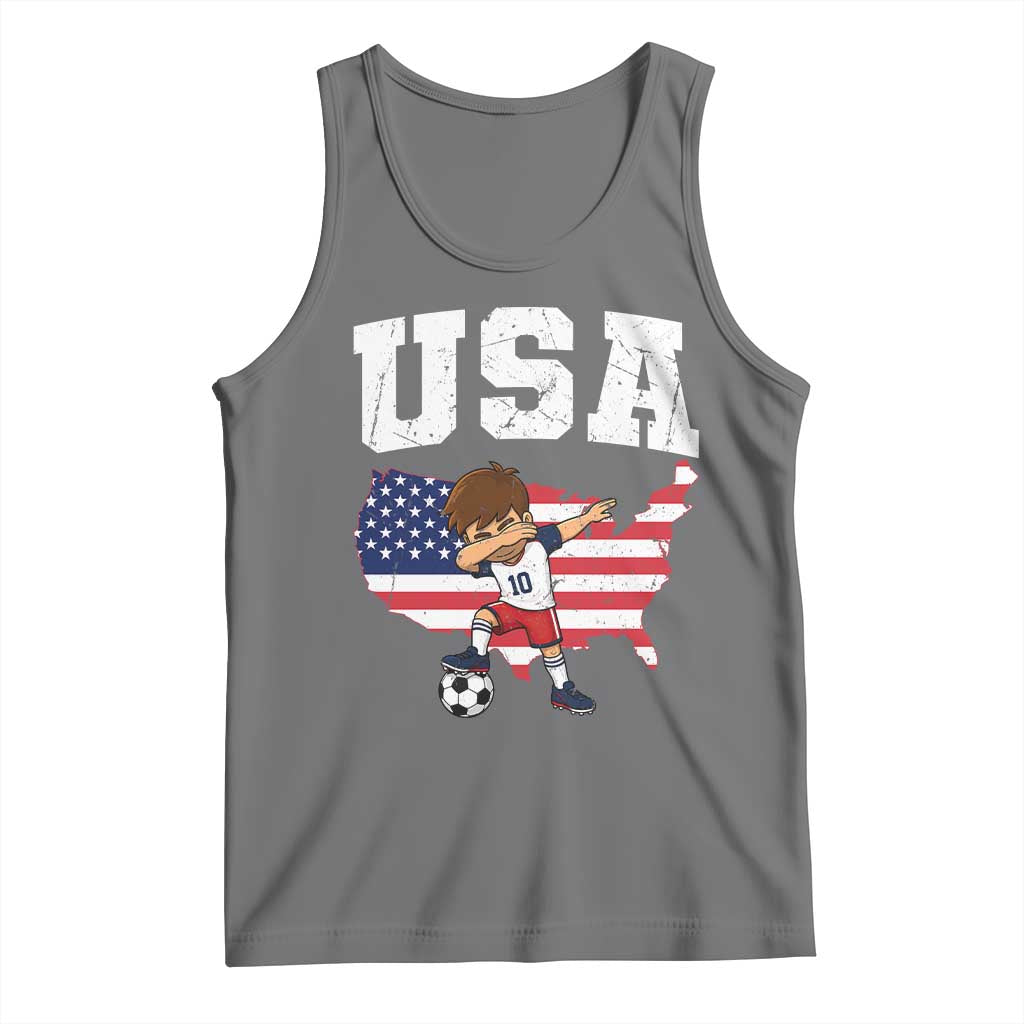 USA Soccer Dabbing Boy American Flag Fan Tank Top TS14 Black Heather Print Your Wear