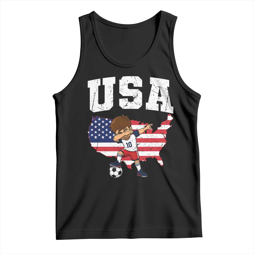 USA Soccer Dabbing Boy American Flag Fan Tank Top TS14 Black Print Your Wear