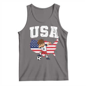 USA Soccer Dabbing Boy American Flag Fan Tank Top TS14 Deep Heather Print Your Wear