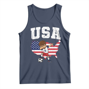 USA Soccer Dabbing Boy American Flag Fan Tank Top TS14 Navy Print Your Wear