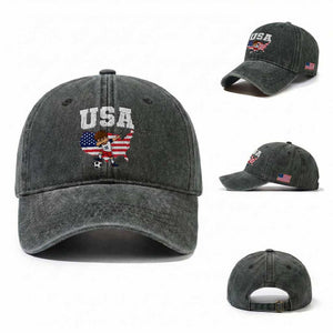 USA Soccer Dabbing Boy American Flag Fan Washed Cotton Baseball Cap TS14 Washed Cap Universal Fit Dark Green Print Your Wear