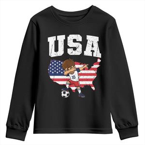 USA Soccer Dabbing Boy American Flag Fan Youth Sweatshirt TS14 Black Print Your Wear