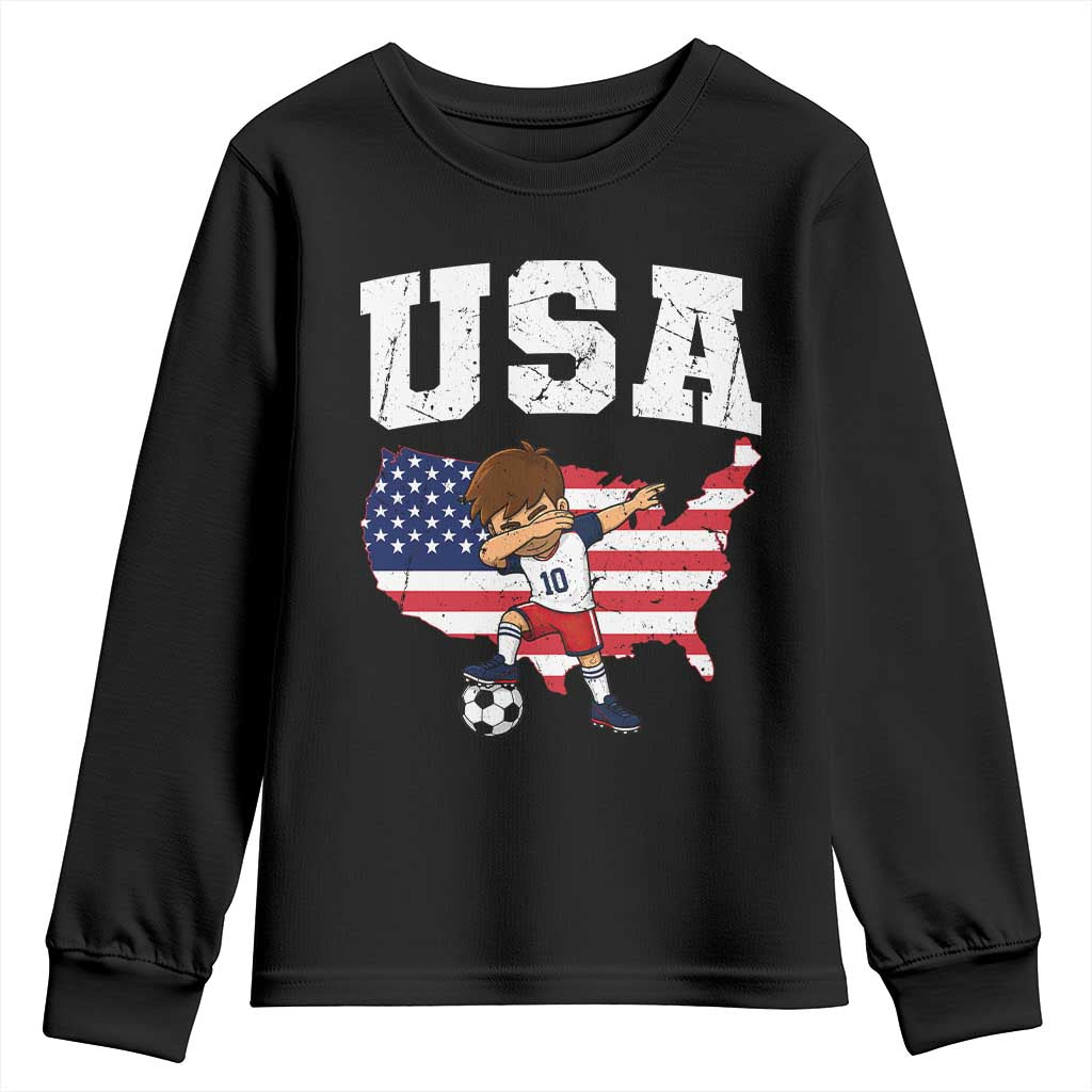 USA Soccer Dabbing Boy American Flag Fan Youth Sweatshirt TS14 Black Print Your Wear