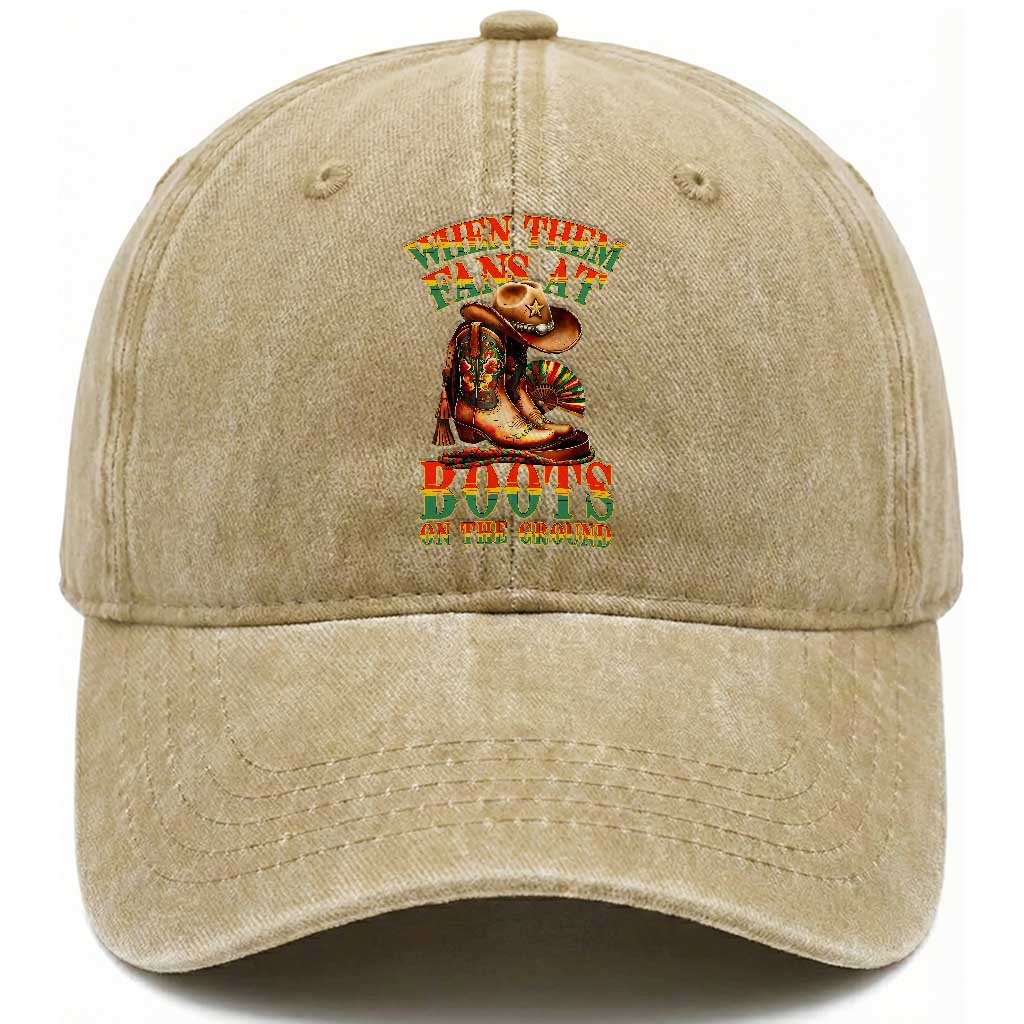 Black Cowgirl Washed Cotton Baseball Cap When Them Fans At Boots On The Ground TS14 Washed Cap Universal Fit Khaki Print Your Wear