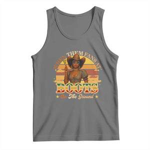 Black Cowgirl Rodeo Tank Top Where Them Fans At Boots On Da Ground TS14 Black Heather Print Your Wear