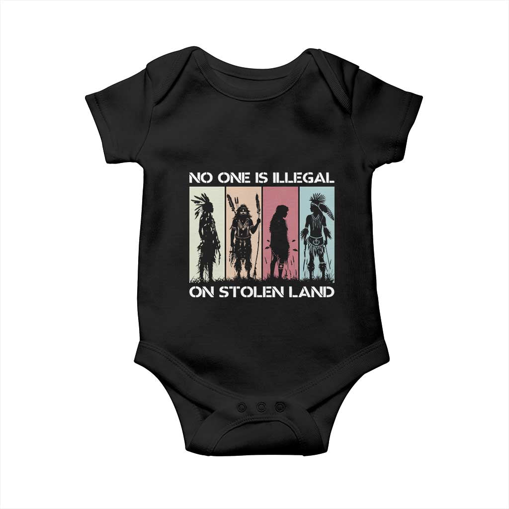 No One is Illegal on Stolen Land Baby Onesie Native American Indigenous TS14 Black Print Your Wear