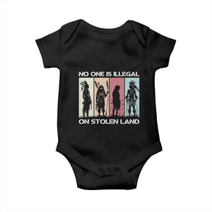 No One is Illegal on Stolen Land Baby Onesie Native American Indigenous TS14 Black Print Your Wear