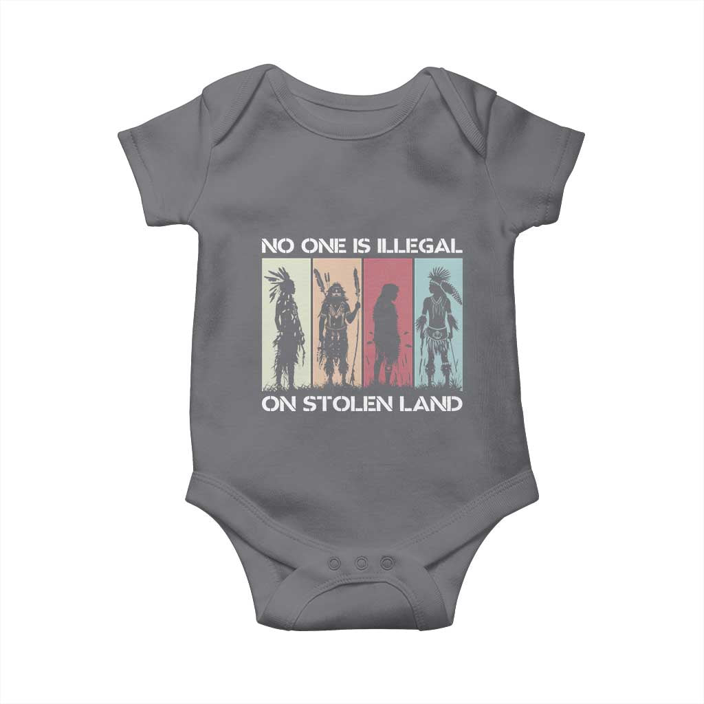 No One is Illegal on Stolen Land Baby Onesie Native American Indigenous TS14 Charcoal Print Your Wear