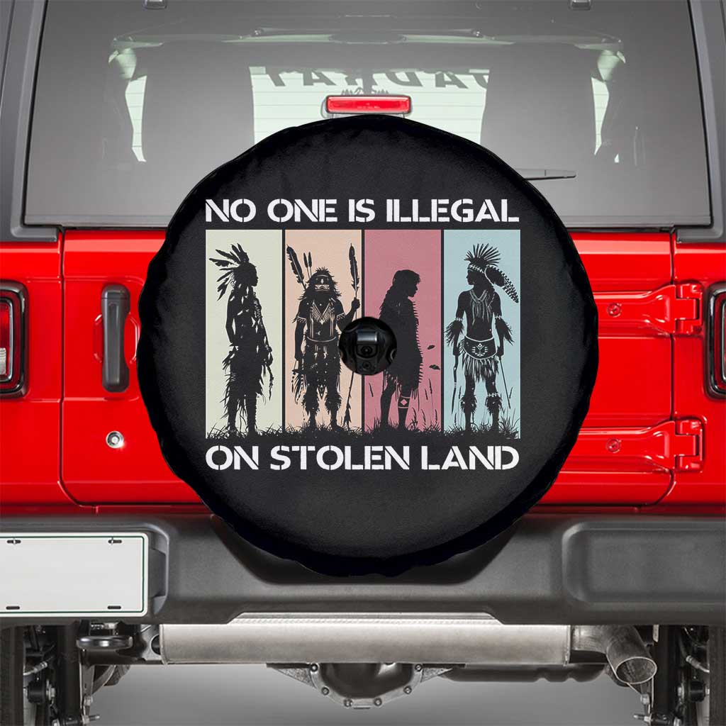 No One is Illegal on Stolen Land Spare Tire Cover Native American Indigenous TS14 Black Print Your Wear