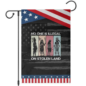 No One is Illegal on Stolen Land Garden Flag Native American Indigenous TS14 Distressed Black Blue Print Your Wear