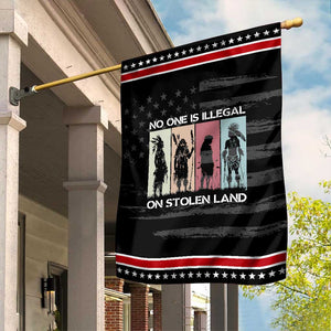 No One is Illegal on Stolen Land Garden Flag Native American Indigenous TS14 Distressed Black Red Print Your Wear