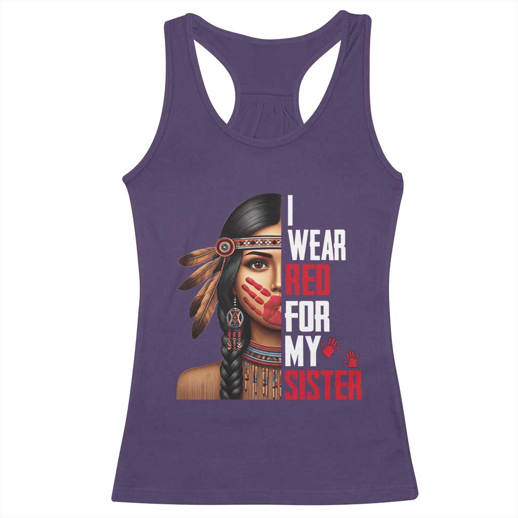 Native American Stop MMIW Racerback Tank Top I Wear Red For My Sister TS14 Purple Print Your Wear