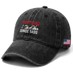 Native American Washed Cotton Baseball Cap Homeland Security Fighting Terrorism Since 1492 TS14 Print Your Wear