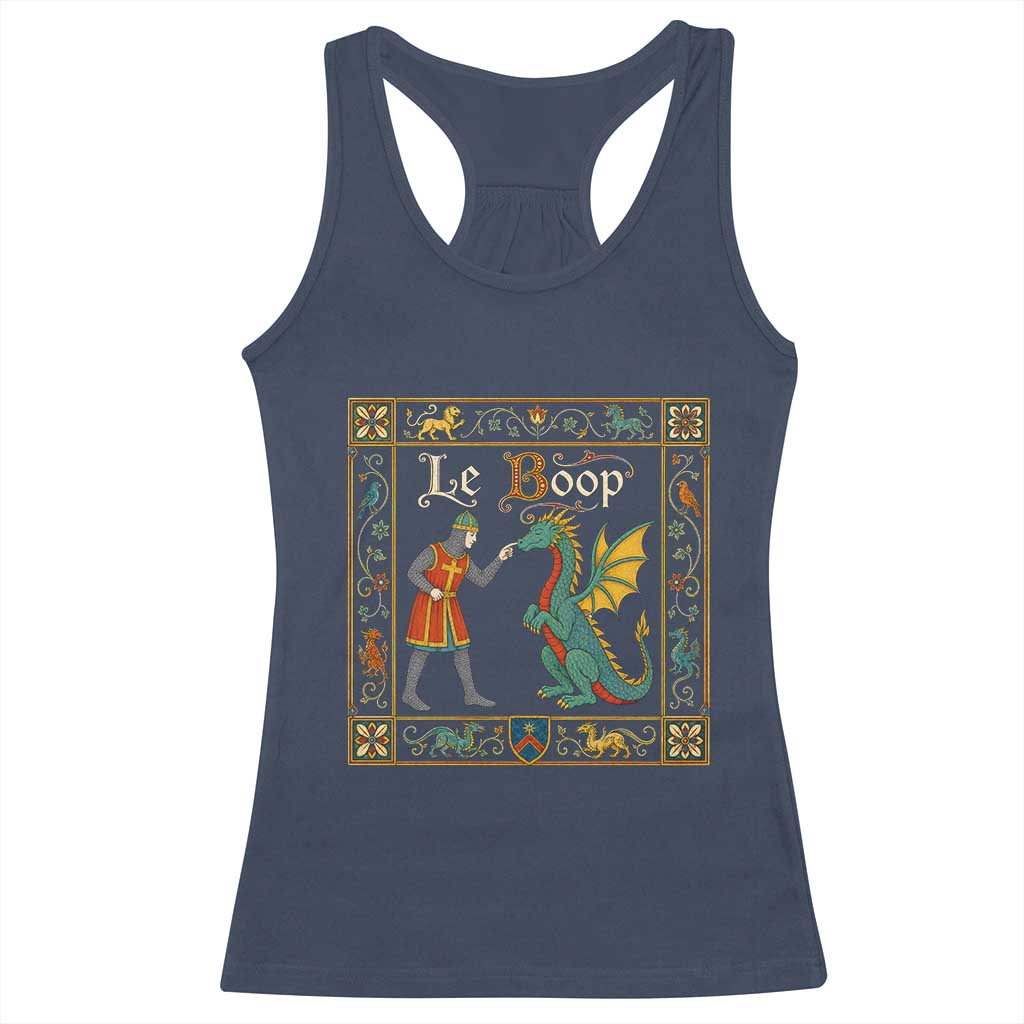 Le Boop Medieval Knight Dragon Fantasy Book Lover Humor Racerback Tank Top TS14 Navy Print Your Wear
