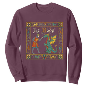 Le Boop Medieval Knight Dragon Fantasy Book Lover Humor Sweatshirt TS14 Maroon Print Your Wear